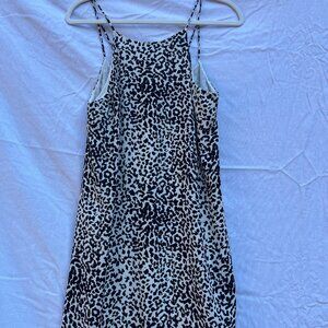ASTR Animal Print Dress | Snow Leopard Print Spaghetti Lace Up Back Strap Size S